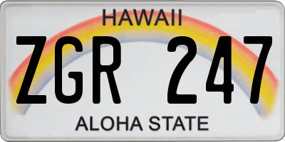 HI license plate ZGR247