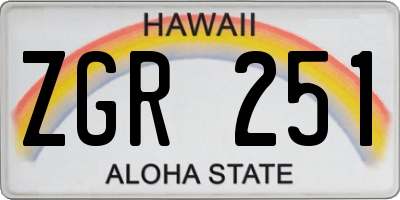 HI license plate ZGR251
