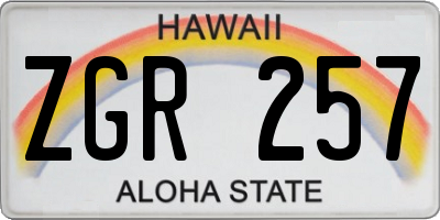 HI license plate ZGR257