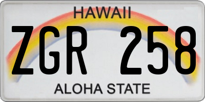 HI license plate ZGR258