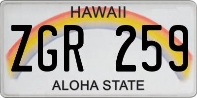 HI license plate ZGR259