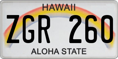 HI license plate ZGR260