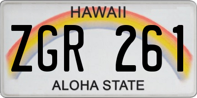 HI license plate ZGR261