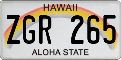 HI license plate ZGR265