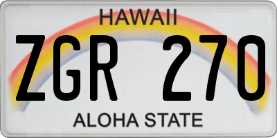 HI license plate ZGR270