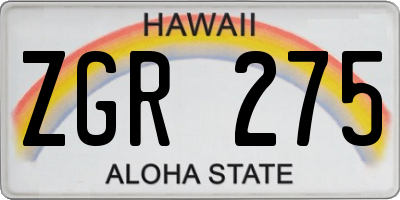 HI license plate ZGR275