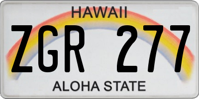 HI license plate ZGR277