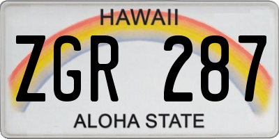 HI license plate ZGR287