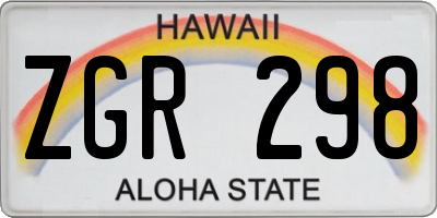 HI license plate ZGR298