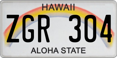 HI license plate ZGR304