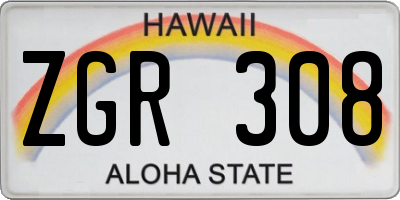 HI license plate ZGR308