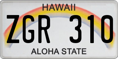 HI license plate ZGR310