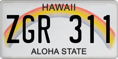 HI license plate ZGR311
