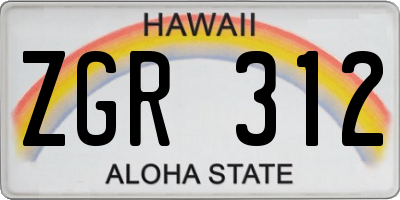 HI license plate ZGR312