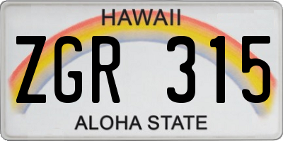 HI license plate ZGR315