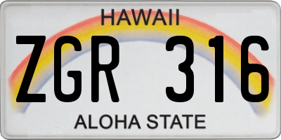 HI license plate ZGR316
