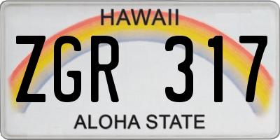 HI license plate ZGR317