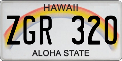 HI license plate ZGR320