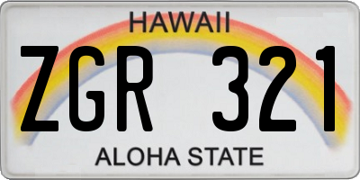 HI license plate ZGR321