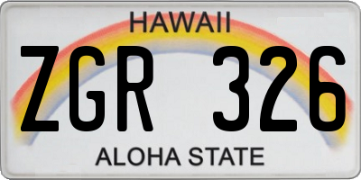 HI license plate ZGR326