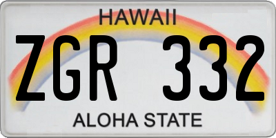 HI license plate ZGR332