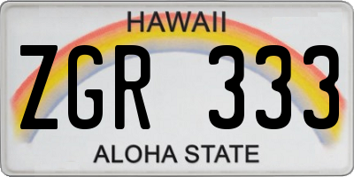 HI license plate ZGR333