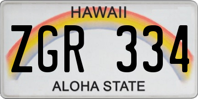 HI license plate ZGR334