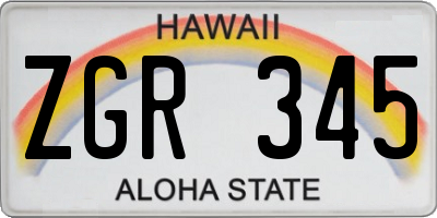 HI license plate ZGR345