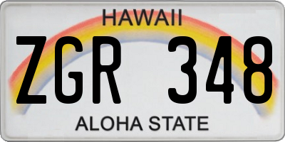 HI license plate ZGR348