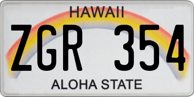 HI license plate ZGR354