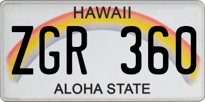 HI license plate ZGR360