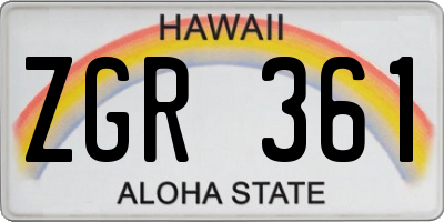 HI license plate ZGR361