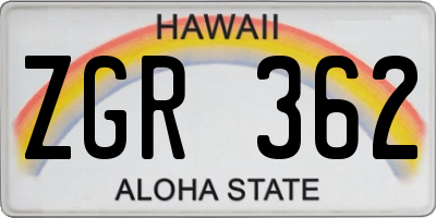 HI license plate ZGR362