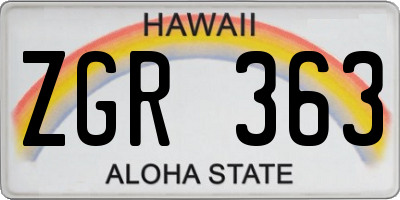 HI license plate ZGR363