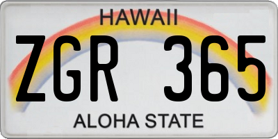 HI license plate ZGR365