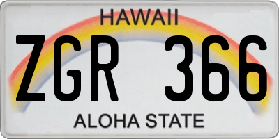HI license plate ZGR366