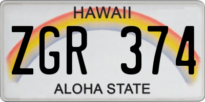 HI license plate ZGR374