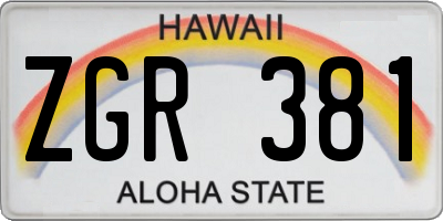 HI license plate ZGR381