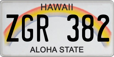 HI license plate ZGR382