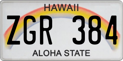 HI license plate ZGR384