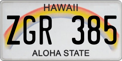 HI license plate ZGR385