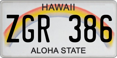 HI license plate ZGR386