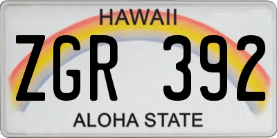 HI license plate ZGR392
