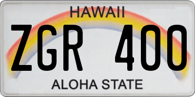 HI license plate ZGR400