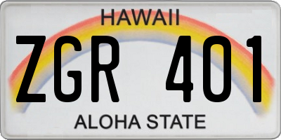 HI license plate ZGR401