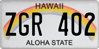 HI license plate ZGR402