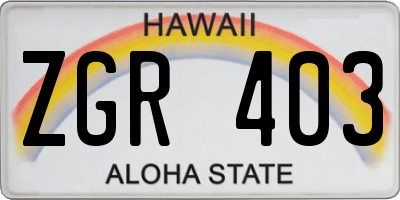 HI license plate ZGR403