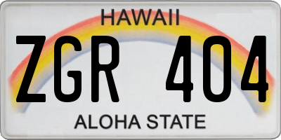 HI license plate ZGR404
