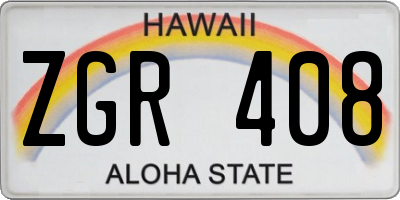 HI license plate ZGR408