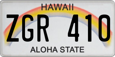 HI license plate ZGR410